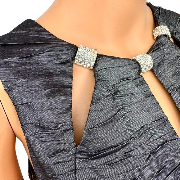 Eliza J Womens Sleeveless Triple Cutout Rhinestone Embellished Cocktail Dress 2 - Picture 5 of 14